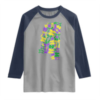 Funny Mardi Gras Mississippi Map Coquette Bow Raglan Shirt