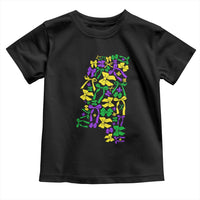 Funny Mardi Gras Mississippi Map Coquette Bow Toddler T Shirt
