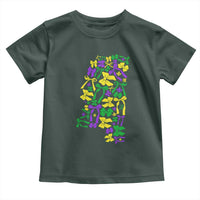 Funny Mardi Gras Mississippi Map Coquette Bow Toddler T Shirt