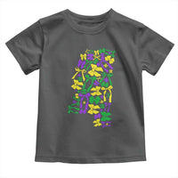 Funny Mardi Gras Mississippi Map Coquette Bow Toddler T Shirt