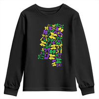 Funny Mardi Gras Mississippi Map Coquette Bow Youth Sweatshirt
