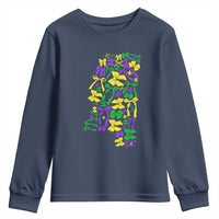 Funny Mardi Gras Mississippi Map Coquette Bow Youth Sweatshirt