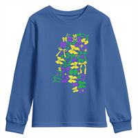 Funny Mardi Gras Mississippi Map Coquette Bow Youth Sweatshirt