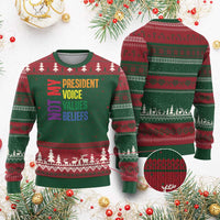 Not My President Not My Voice Not My Values Not My Beliefs Ugly Christmas Sweater Vintage Rainbow Text - Wonder Print Shop