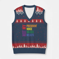 Not My President Not My Voice Not My Values Not My Beliefs V-Neck Knit Sweater Vest Vintage Rainbow Text - Wonder Print Shop