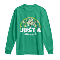 Funny St Patrick's Day Nurse Long Sleeve Shirt Just A Little Pinch Rainbow Shamrock
