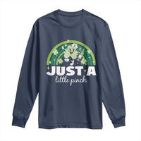 Funny St Patrick's Day Nurse Long Sleeve Shirt Just A Little Pinch Rainbow Shamrock