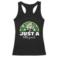 Funny St Patrick's Day Nurse Racerback Tank Top Just A Little Pinch Rainbow Shamrock