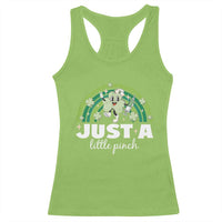 Funny St Patrick's Day Nurse Racerback Tank Top Just A Little Pinch Rainbow Shamrock