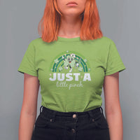 Funny St Patrick's Day Nurse T Shirt For Women Just A Little Pinch Rainbow Shamrock