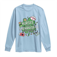 Funny St Patrick's Day Nurse Long Sleeve Shirt Nurses Love Shenanigans Nurse Life Shamrock