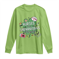 Funny St Patrick's Day Nurse Long Sleeve Shirt Nurses Love Shenanigans Nurse Life Shamrock
