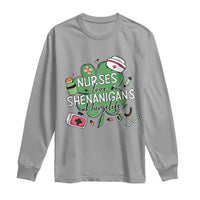 Funny St Patrick's Day Nurse Long Sleeve Shirt Nurses Love Shenanigans Nurse Life Shamrock