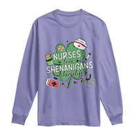 Funny St Patrick's Day Nurse Long Sleeve Shirt Nurses Love Shenanigans Nurse Life Shamrock