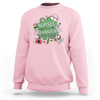 Funny St Patrick's Day Nurse Sweatshirt Nurses Love Shenanigans Nurse Life Shamrock