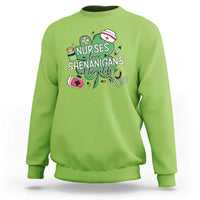 Funny St Patrick's Day Nurse Sweatshirt Nurses Love Shenanigans Nurse Life Shamrock