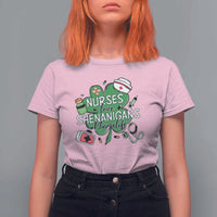 Funny St Patrick's Day Nurse T Shirt For Women Nurses Love Shenanigans Nurse Life Shamrock
