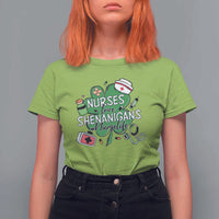 Funny St Patrick's Day Nurse T Shirt For Women Nurses Love Shenanigans Nurse Life Shamrock