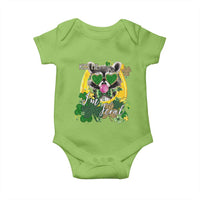 Funny St Patrick's Day Racoon Baby Onesie Kiss Me I'm Feral Horseshoe Shamrock