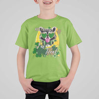 Funny St Patrick's Day Racoon T Shirt For Kid Kiss Me I'm Feral Horseshoe Shamrock