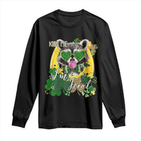 Funny St Patrick's Day Racoon Long Sleeve Shirt Kiss Me I'm Feral Horseshoe Shamrock