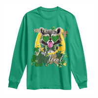 Funny St Patrick's Day Racoon Long Sleeve Shirt Kiss Me I'm Feral Horseshoe Shamrock