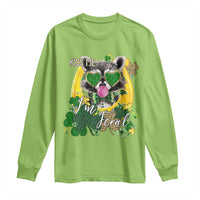 Funny St Patrick's Day Racoon Long Sleeve Shirt Kiss Me I'm Feral Horseshoe Shamrock