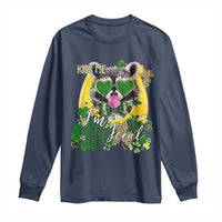 Funny St Patrick's Day Racoon Long Sleeve Shirt Kiss Me I'm Feral Horseshoe Shamrock