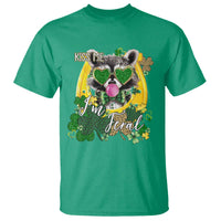 Funny St Patrick's Day Racoon T Shirt Kiss Me I'm Feral Horseshoe Shamrock