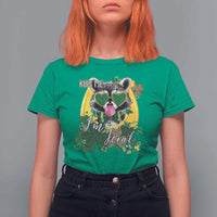 Funny St Patrick's Day Racoon T Shirt For Women Kiss Me I'm Feral Horseshoe Shamrock