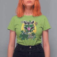 Funny St Patrick's Day Racoon T Shirt For Women Kiss Me I'm Feral Horseshoe Shamrock