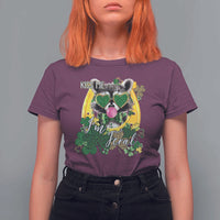Funny St Patrick's Day Racoon T Shirt For Women Kiss Me I'm Feral Horseshoe Shamrock