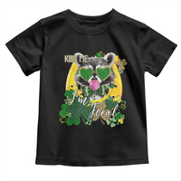 Funny St Patrick's Day Racoon Toddler T Shirt Kiss Me I'm Feral Horseshoe Shamrock