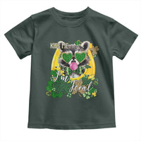 Funny St Patrick's Day Racoon Toddler T Shirt Kiss Me I'm Feral Horseshoe Shamrock