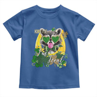 Funny St Patrick's Day Racoon Toddler T Shirt Kiss Me I'm Feral Horseshoe Shamrock