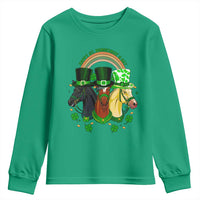 Funny St Patrick's Day Horse Youth Sweatshirt Happy St Horsetrick's Day Shamrock