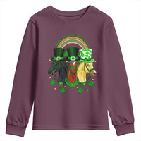 Funny St Patrick's Day Horse Youth Sweatshirt Happy St Horsetrick's Day Shamrock