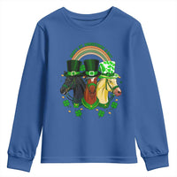 Funny St Patrick's Day Horse Youth Sweatshirt Happy St Horsetrick's Day Shamrock