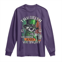 Irish Soldiers 1762 Long Sleeve Shirt The Irish We Drink And We Fight Shamrock Skull Beer