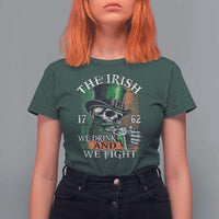 Irish Soldiers 1762 T Shirt For Women The Irish We Drink And We Fight Shamrock Skull Beer
