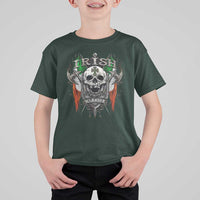 Funny Irish Warrior T Shirt For Kid Vintage Skull Celtic Cross Ireland Flag