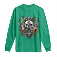 Funny Irish Warrior Long Sleeve Shirt Vintage Skull Celtic Cross Ireland Flag