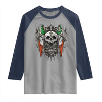 Funny Irish Warrior Raglan Shirt Vintage Skull Celtic Cross Ireland Flag