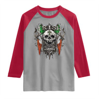 Funny Irish Warrior Raglan Shirt Vintage Skull Celtic Cross Ireland Flag