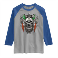 Funny Irish Warrior Raglan Shirt Vintage Skull Celtic Cross Ireland Flag