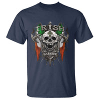 Funny Irish Warrior T Shirt Vintage Skull Celtic Cross Ireland Flag
