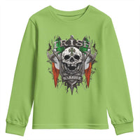 Funny Irish Warrior Youth Sweatshirt Vintage Skull Celtic Cross Ireland Flag