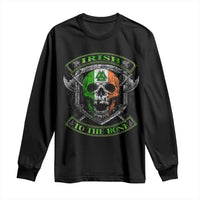 Irish Viking Long Sleeve Shirt Irish To The Bone Vintage Ireland Flag Skull