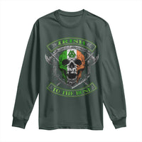 Irish Viking Long Sleeve Shirt Irish To The Bone Vintage Ireland Flag Skull