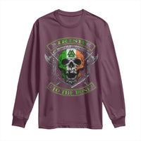 Irish Viking Long Sleeve Shirt Irish To The Bone Vintage Ireland Flag Skull